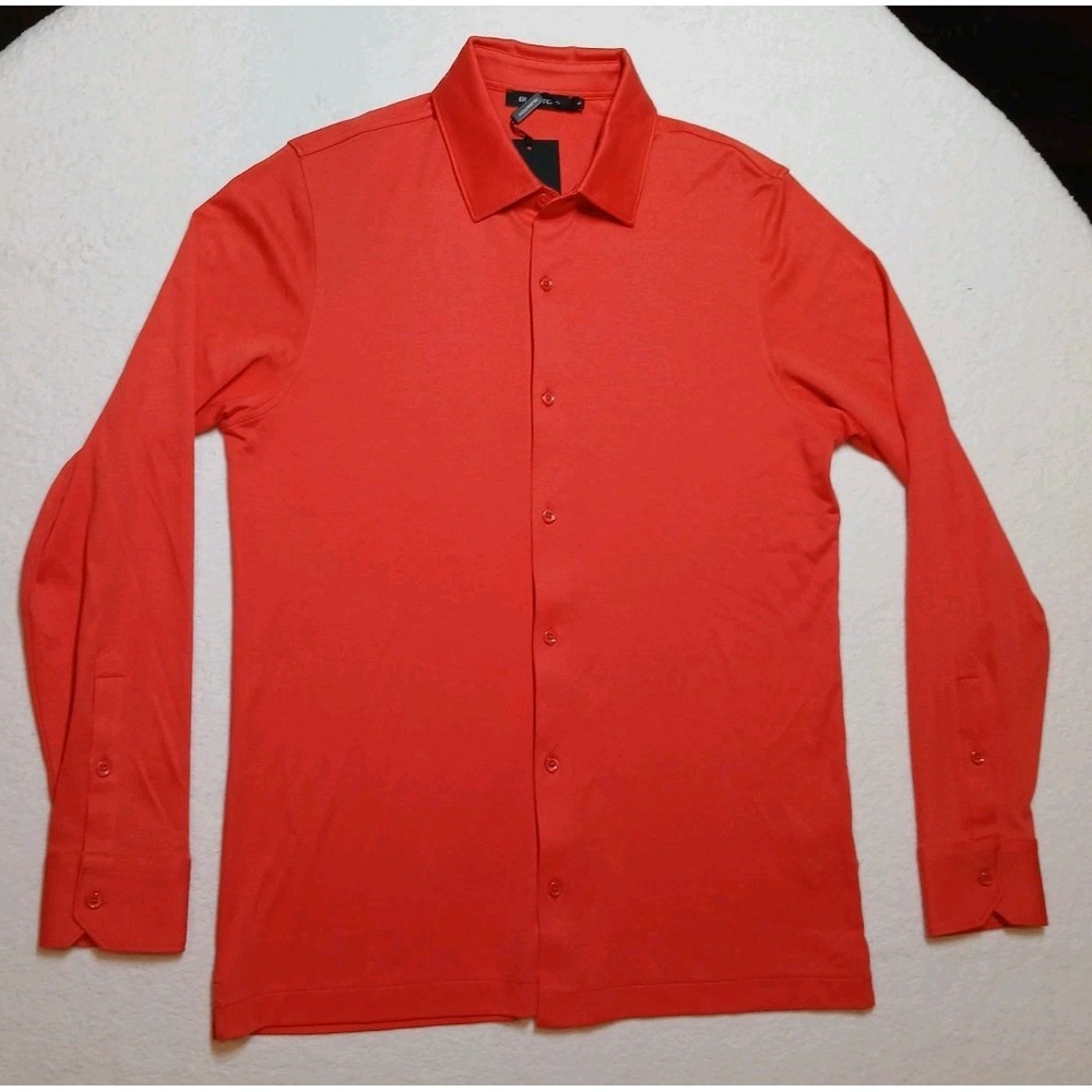 BUGATCHI Men's Long Sleeve Performance Knit Button Up Shirt Red Size S NWT $179